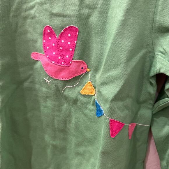 NWT Kite Green Appliqué Bird Long Sleeve Shirt & Pink Polka Dot Leggings Outfit - Picture 3 of 8